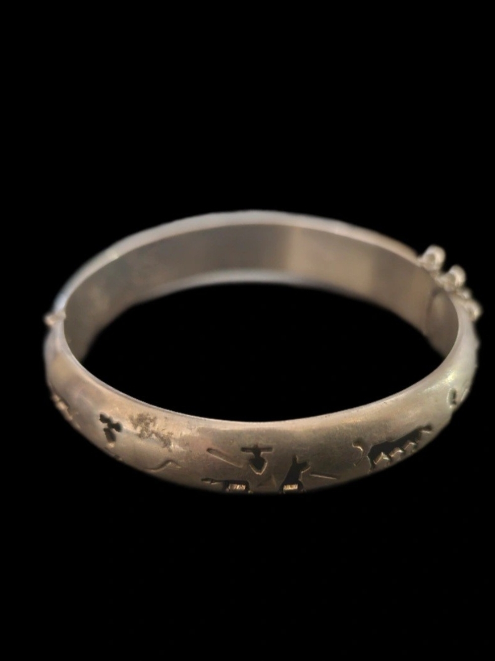 Vintage Taxco MX Sterling Silver Storyteller Bangle Bracelet TM-143 Hinged 925